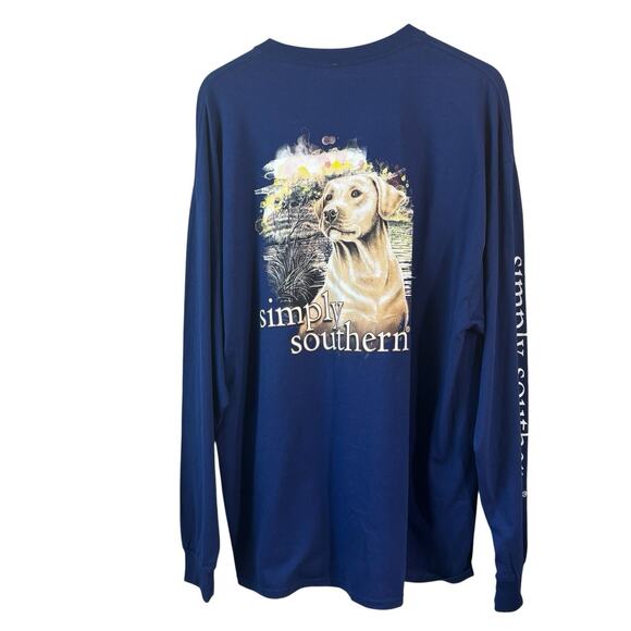Simply Southern Mens Tshirt XXL Blue Golden Lab Long Sleeve New - Picture 2 of 10